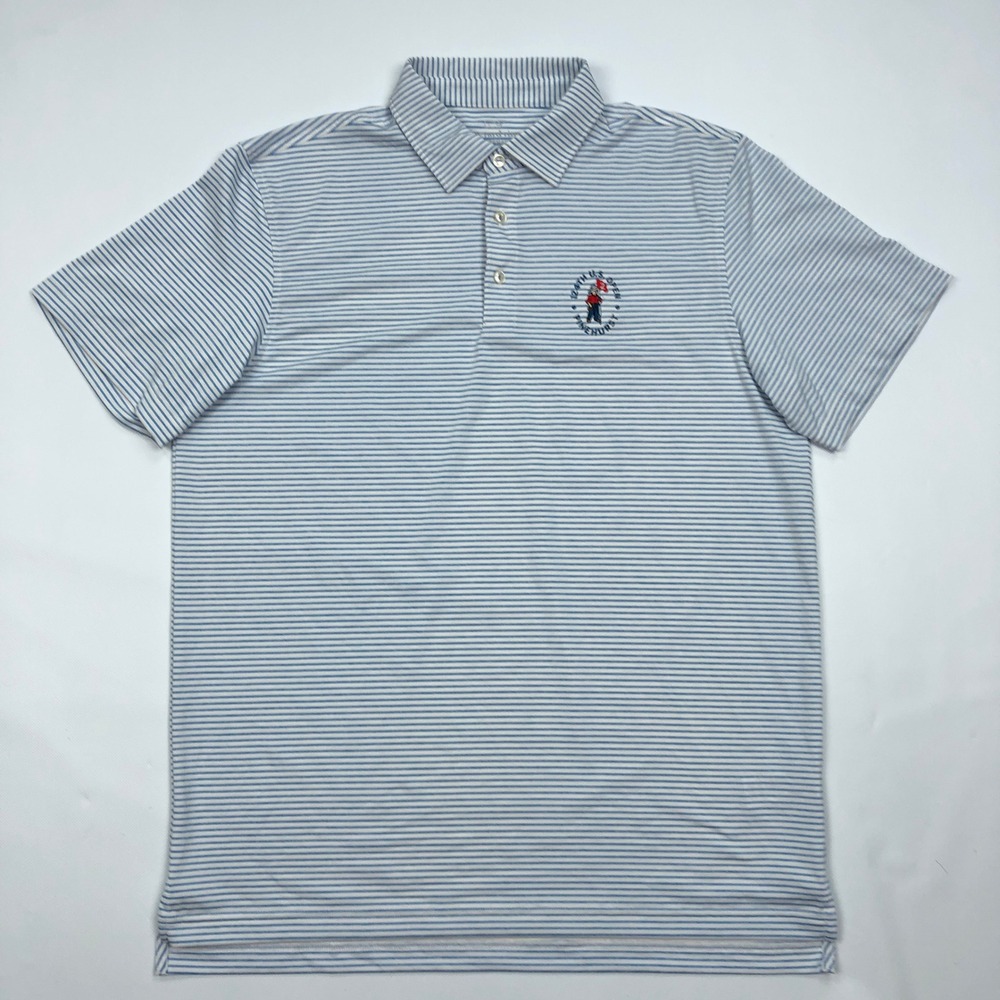 Vineyard Vines Mens L Blue White Striped 124th US Open Pinehurst Golf Polo Shirt